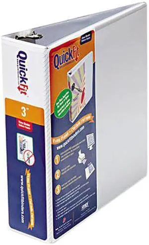 Stride 87050 Quick Fit D-Ring View Binder, 3" Capacity, White