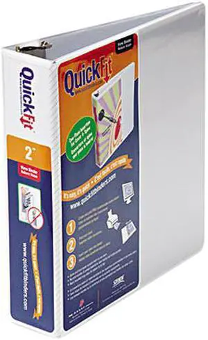 Stride 87030 Quick Fit D-Ring View Binder, 2" Capacity, White