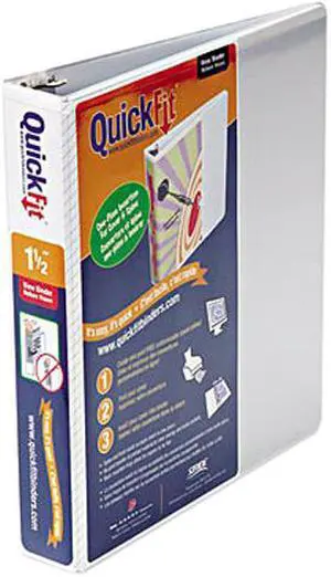 Stride 87020 Quick Fit D-Ring View Binder, 1-1/2" Capacity, White