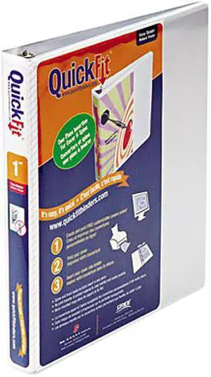 Stride 87010 Quick Fit D-Ring View Binder, 1" Capacity, White