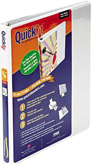 Stride 87000 Quick Fit D-Ring View Binder, 1/2" Capacity, White
