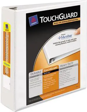 Avery 17143 Antimicrobial View Binder w/One-Touch EZD Rings, 2" Capacity, White