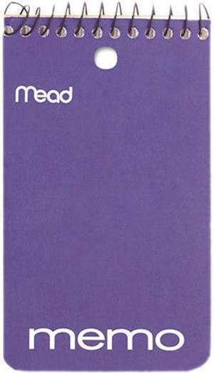 Mead 45354 Memo Book, College Ruled, 3" x 5", Wirebound, Punched, 60 Sheets, Assorted