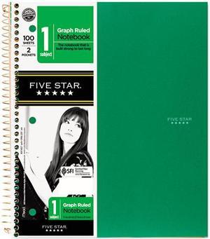 Five Star 06190 Wirebound Notebooks, Quad, 1 Subject, White, 8 1/2 x 11, 100 Sheets, Assorted