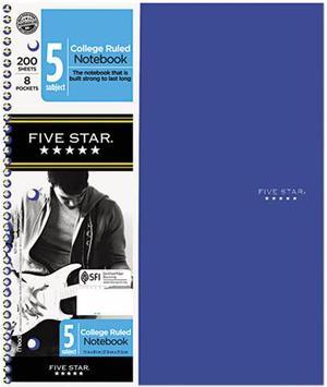 Five Star 06112 Trend Wirebound Notebooks, College rule 8 1/2 x 11, 5 Subject 200 Sheets