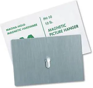 Magna Visual PH-10 Magnetic Picture Hanger, 4 x 6, 10-lb Capacity, Steel Hook, Satin Steel Finish