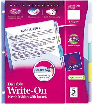 Avery Write-On Big Tab Plastic Dividers 5-Tab Letter 16176