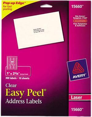 Avery Matte Clear Address Labels, Sure Feed Technology, Laser, 1.00" x 2.63", 300 Labels (15660)