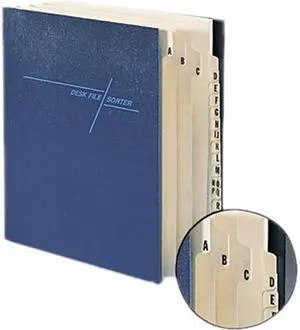 Smead 89282 Deluxe Expandable Desk File, A-Z Index, Letter Size, Pressboard, Navy Blue