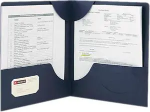 Smead 87982 Lockit Two-Pocket Folder, Leatherette Stock, 11 x 8-1/2, Dark Blue, 25/Box