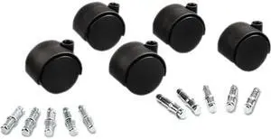 Master Caster 23622 Deluxe Casters, 100 lbs./Caster, Nylon, Matte Black, 5/Set