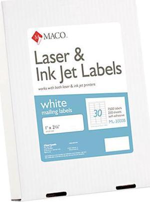 Maco ML-3000B White All-Purpose Labels, 1 x 2-5/8, 7500/Box