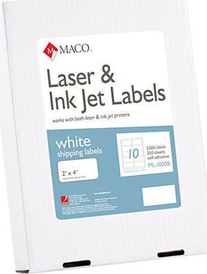 Maco ML-1000B White All-Purpose Labels, 2 x 4, 2500/Box