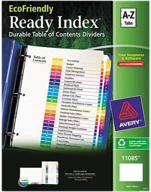 Avery Ready Index Customizable Table of Contents Multicolor Dividers 26-Tab