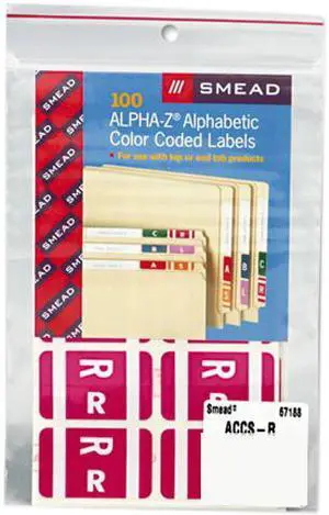 Smead 67188 Alpha-Z Color-Coded Second Letter Labels, Letter R, Purple, 100/Pack