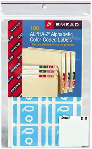Smead 67187 Alpha-Z Color-Coded Second Letter Labels, Letter Q, Light Blue, 100/Pack