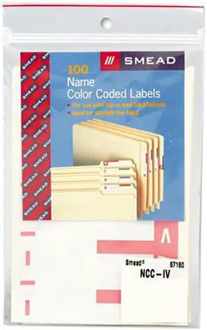 Smead 67160 Alpha-Z Color-Coded First Letter Name Labels, I & V, Pink, 100/Pack