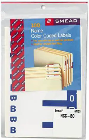 Smead 67153 Alpha-Z Color-Coded First Letter Name Labels, B & O, Dark Blue, 100/Pack