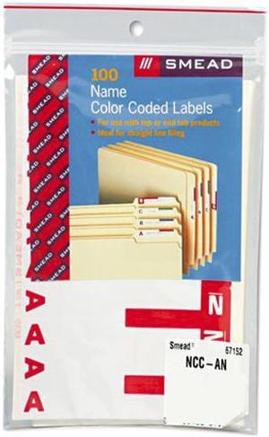 Smead 67152 Alpha-Z Color-Coded First Letter Name Labels, A & N, Red, 100/Pack