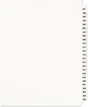 Avery-Style Legal Exhibit Side Tab Divider Title: 401-425 Letter White 01346
