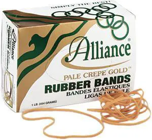 Alliance 21405 Pale Crepe Gold Rubber Bands, Size 117B, 7 x 1/8, 1lb Box