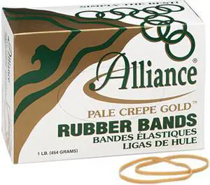 Alliance 20335 Pale Crepe Gold Rubber Bands, Size 33, 3-1/2 x 1/8, 1lb Box