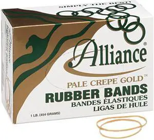 Alliance 20195 Pale Crepe Gold Rubber Bands, Size 19, 3-1/2 x 1/16, 1lb Box