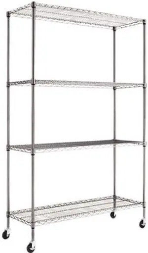 Alera SW604818BA (ALESW604818BA) Complete Wire Shelving Unit w/Caster, 4-Shelf, 48w x 18d x 72h, Black Anthracite