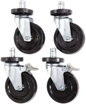 Alera ALESW590004 Optional Casters For Wire Shelving, 600 lbs./Caster, Gray, 4/Set