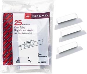 Smead 64600 Hanging File Tab/Insert, 1/5 Tab, 2 1/4 Inch, Clear Tab/White Insert, 25/Pack