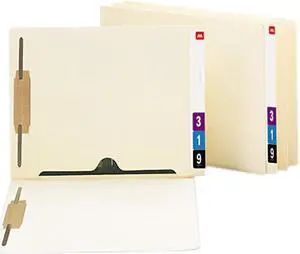 Smead 34101 Reinforced End Tab Pocket Folder, Two Fasteners, Letter, Manila, 50/Box