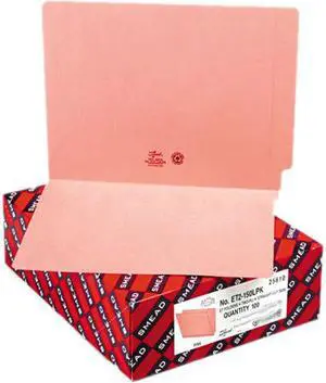 Smead 25610 Colored File Folders, Straight Cut, Reinforced End Tab, Letter, Pink, 100/Box