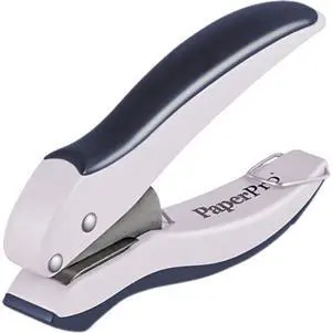 PaperPro 2402 10-Sheet Capacity One-Hole Punch, Rubber Handle, Gray