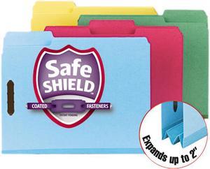 Smead 14937 Colored Pressboard Fastener Folders, Letter, 1/3 Cut, Blue, 25/Box