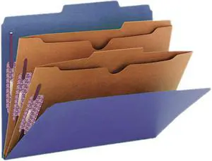 Smead 14077 Pressboard Classification Folders, 2 Pocket Dividers, Letter, Dark Blue, 10/Box