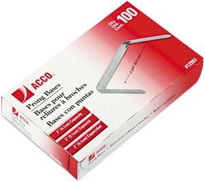 Acco 12993 Prong Paper File Fasteners, Two Inch Base, Steel, 100/Box