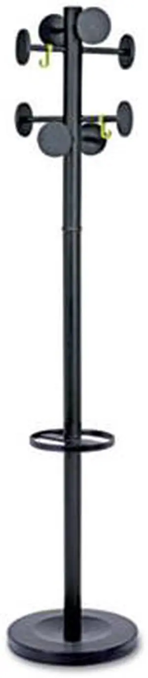 Alba PMSTAN3N Stan3 Coat Rack, Powder Coat Black, Steel, Stand Alone Rack, Eight Knobs