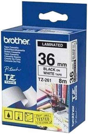 Brother TZE261 36mm (1.4") Black on White tape for P-Touch, 8m (26.2 ft) for Use with P-touch Label Makers
