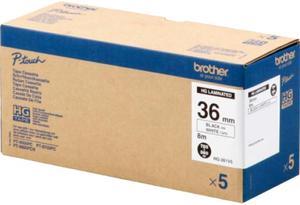 Brother HGE261V5 Labelling Tape Cassette - Black on White, 36mm wide