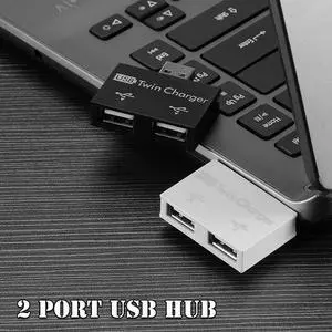 Mini 2 Port USB Hub Charger Hub Adapter USB Splitter for Phone Tablet Computer