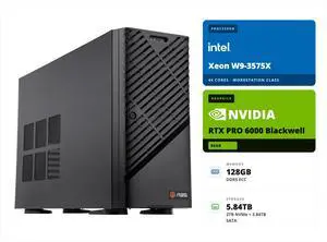 ABS AI Workstation - 96GB VRAM (NVIDIA RTX PRO 6000 Blackwell), Intel Xeon W9-3575X, 128GB ECC DDR5, 2TB NVMe M.2 + 3.84TB SATA SSD, Ubuntu (Zaurion ZAW9-3575X-RP6000) ABS AI Workstation - 96GB VRAM (NVIDIA RTX PRO 6000 Blackwell), Intel Xeon W9-3575X, 128GB ECC DDR5, 2TB NVMe M.2 + 3.84TB SATA SSD, Ubuntu (Zaurion ZAW9-3575X-RP6000)