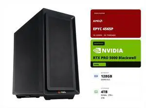 ABS AI Workstation - 48GB VRAM (NVIDIA RTX PRO 5000 Blackwell), AMD EPYC 4565P, 128GB ECC DDR5 UDIMM, 2x 2TB NVMe M.2, Ubuntu (Zaurion ZRE4565P-RP5000) ABS AI Workstation - 48GB VRAM (NVIDIA RTX PRO 5000 Blackwell), AMD EPYC 4565P, 128GB ECC DDR5 UDIMM, 2x 2TB NVMe M.2, Ubuntu (Zaurion ZRE4565P-RP5000)