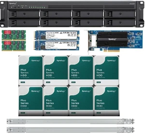 Synology RS1226RP+ 8 bay NAS Redundant Power Supply, 16GB RAM, 32TB (8 x 4TB), 2 x 400GB M.2 SSD, Rail Kit Sliding and Fully Assembled & Tested Synology RS1226RP+ 8 bay NAS Redundant Power Supply, 16GB RAM, 32TB (8 x 4TB), 2 x 400GB M.2 SSD, Rail Kit Sliding and Fully Assembled & Tested