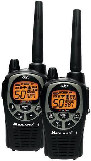Midland GXT1000 GMRS Walkie Talkie 2 Pack - Up to 36 Mile Two-Way Radio, Black
