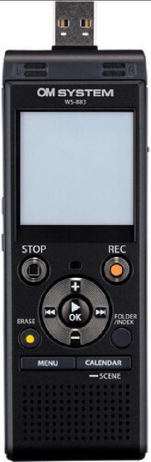 OM system WS-883 Digital Voice Recorder with USB-A Battery Charging - Black