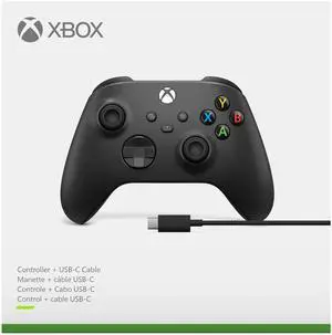 Xbox Wireless Controller - Carbon Black With PC Cable for Xbox Series X|S, Xbox One, and Windows Devices