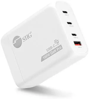 SIIG 100W GaN PD Combo Power Charger, 4-Port high-power portable charger w/ 3 USB-C and 1 USB-A ports SIIG 100W GaN PD Combo Power Charger, 4-Port high-power portable charger w/ 3 USB-C and 1 USB-A ports