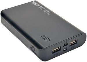 Tripp Lite Black 12000 mAh Portable Dual-Port Mobile Power Bank USB Battery Charger with LED Flashlight UPB-12K0-2U