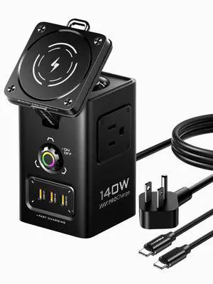PISEN 140W GaN Qi2 MagSafe wireless 8-in-1 charging stastion (KF27/ Black) PISEN 140W GaN Qi2 MagSafe wireless 8-in-1 charging stastion (KF27/ Black)