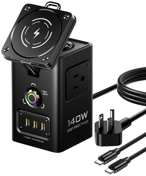 PISEN 140W GaN Qi2 MagSafe wireless 8-in-1 charging stastion (KF27/ Black) PISEN 140W GaN Qi2 MagSafe wireless 8-in-1 charging stastion (KF27/ Black)
